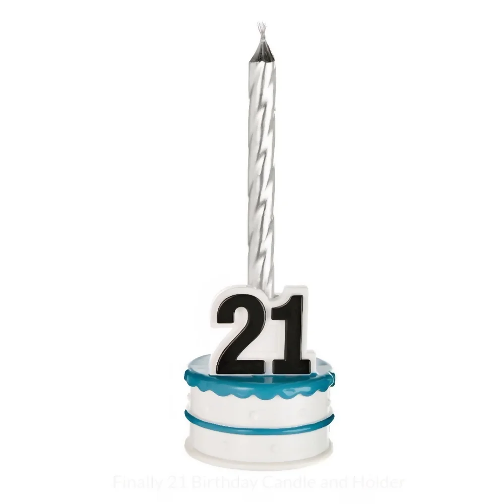 Party City Silver 21st Birthday Beer Bottle Candle Holder/ Cake Topper